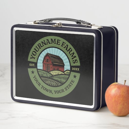 ヴィンテージバーンアドネームカントリーファーム作物農家 メタルランチボックス (インサイチュ)