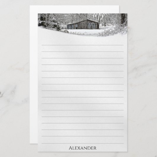 ヴィンテージバーンインフレッシュスノールーラルシーニック写真 便箋 (正面/裏面)