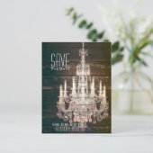 ヴィンテージバーンウッドシャンデリアウェディング日付を保存 案内ポストカード (スタンド正面)