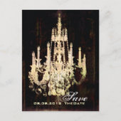 ヴィンテージバーンウッドシャンデリアウェディング日付を保存 案内ポストカード (正面)