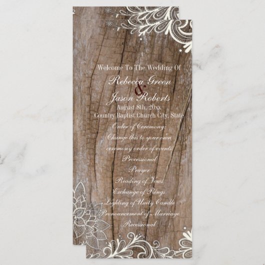 ヴィンテージバーンウッドレース国結婚式プログラム プログラム (正面/裏面)