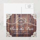 ヴィンテージバーンウッドロープハートノット日付の保存 案内ポストカード (正面/裏面)