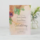 ヴィンテージバーンオレンジフローラ結婚式招待状 招待状 (スタンド正面)