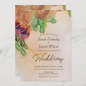 ヴィンテージバーンオレンジフローラ結婚式招待状 招待状 (正面/裏面)