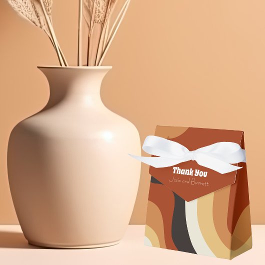 ヴィンテージバーンドオレンジ70s抽象芸術秋の結婚式 フェイバーボックス