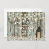 ヴィンテージバーンランタンストリングライト日付保存 案内ポストカード (正面/裏面)