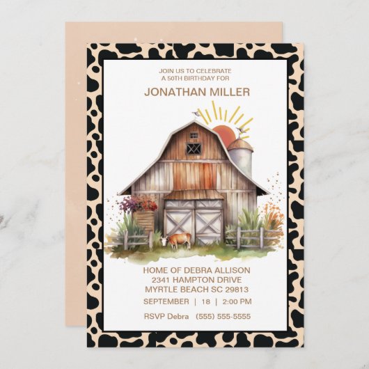 ヴィンテージバーン ファーム コー バースデーパーティー 招待状 (正面/裏面)