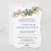 ヴィンテージバ王室のードブルーさくらんぼ結婚ブロッサム 招待状 (正面)