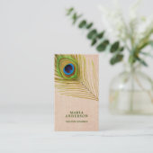 ヴィンテージバ素朴ーラップグリーンインディアンピーコックフェザー 名刺 (スタンド正面)