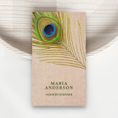 ヴィンテージバ素朴ーラップグリーンインディアンピーコックフェザー 名刺