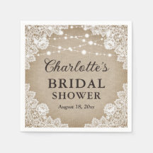 ヴィンテージバ素朴ーラップレースブライダルシャワーナプキンス