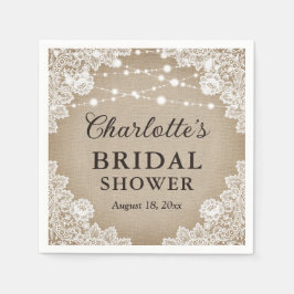 ヴィンテージバ素朴ーラップレースブライダルシャワーナプキンス スタンダードカクテルナプキン