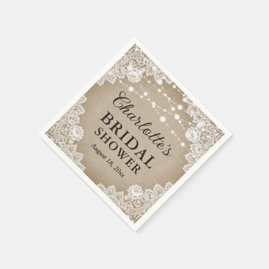 ヴィンテージバ素朴ーラップレースブライダルシャワーナプキンス スタンダードカクテルナプキン (角)