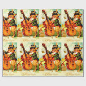 ヴィンテージバ遊ニーとヴァイオリンのイースターグリーティング ラッピングペーパー (フラット)