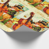 ヴィンテージバ遊ニーとヴァイオリンのイースターグリーティング ラッピングペーパー (角)