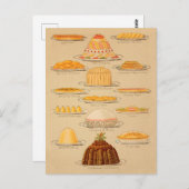 ヴィンテージパイとプリン料理履歴 ポストカード (正面/裏面)