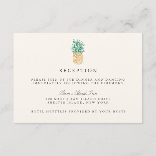ヴィンテージパイナップルウェディングレセプションカード エンクロージャーカード (正面)