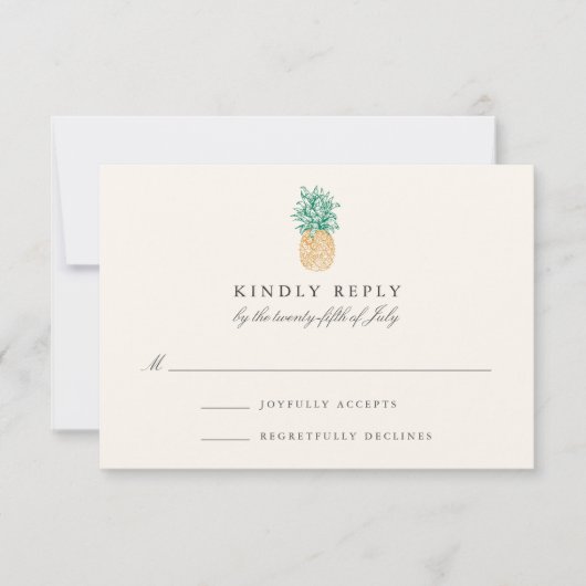 ヴィンテージパイナップルウェディングRSVPカード 出欠カード (正面)