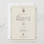 ヴィンテージパイナップルエレガントクリームスウィート16 招待状 (正面)