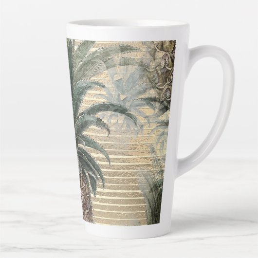 ヴィンテージパイナップルオンゴールドフォイルストライプの カフェラテマグ (右)