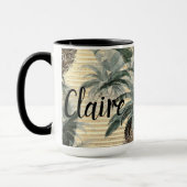 ヴィンテージパイナップルオンゴールドフォイルストライプの マグカップ (左)