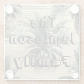 ヴィンテージパイナップルオンゴールドフォイルファミリー名 ガラスコースター (裏面)