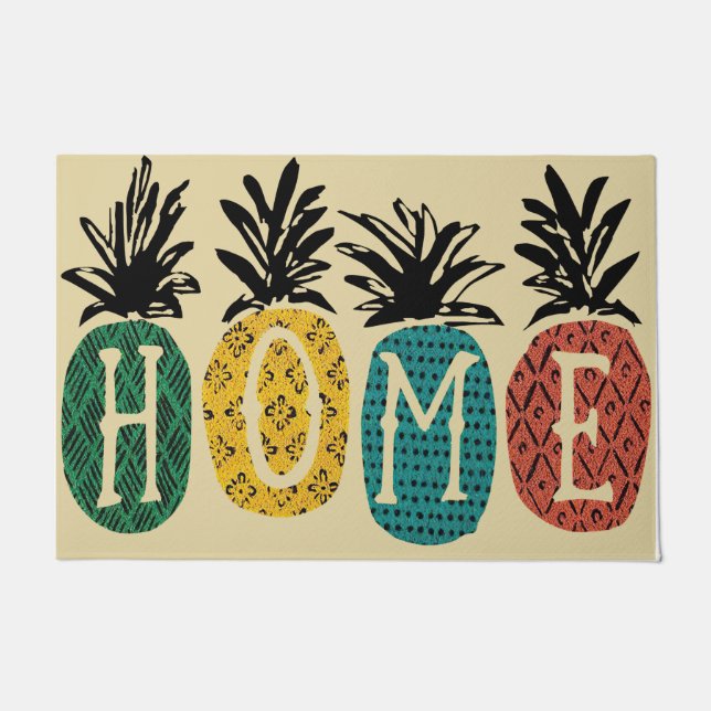 ヴィンテージパイナップルデザインマットHome Doormat ドアマット (正面)