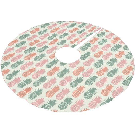 ヴィンテージパイナップルパターン2 ブラッシュドポリエステルツリースカート (アングル)