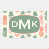 ヴィンテージパイナップルパターン |モノグラム 長方形シール (正面)