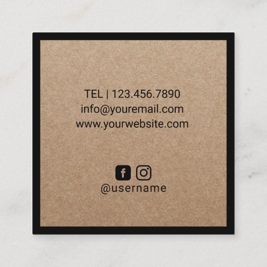 ヴィンテージパイナップルミニマル素朴リストフレームクラフト スクエア名刺 (裏面)