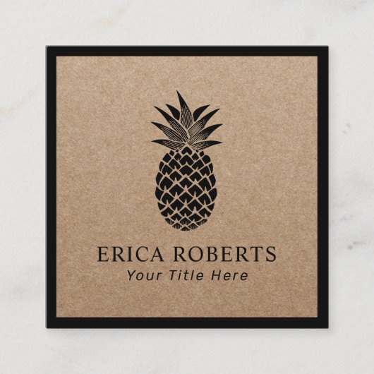 ヴィンテージパイナップルミニマル素朴リストフレームクラフト スクエア名刺 (正面)