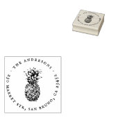 ヴィンテージパイナップルラウンドファミリー名差出人住所 ラバースタンプ (押印)