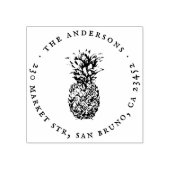 ヴィンテージパイナップルラウンドファミリー名差出人住所 ラバースタンプ (インプリント)