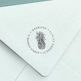 ヴィンテージパイナップルラウンド差出人住所 セルフインキングスタンプ