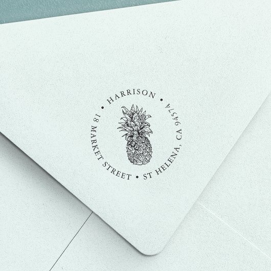 ヴィンテージパイナップルラウンド差出人住所 セルフインキングスタンプ