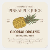 ヴィンテージパイナップル果汁カスタム製品ラベル スクエアシール (正面)