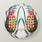ヴィンテージパイナップル熱帯果実イラストレーション ラウンドクッション (裏面)
