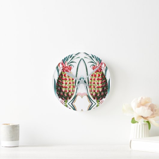 ヴィンテージパイナップル熱帯果実イラストレーション ラウンド壁時計 (ホーム)
