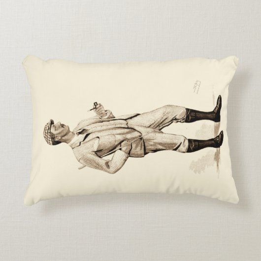 ヴィンテージパイプとブーツを備えたゴルファー アクセントクッション (正面)