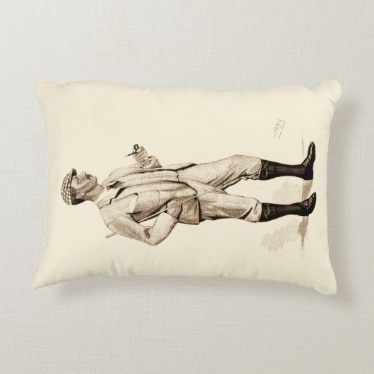 ヴィンテージパイプとブーツを備えたゴルファー アクセントクッション (裏面)