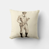 ヴィンテージパイプとブーツを備えたゴルファー クッション (正面)