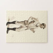 ヴィンテージパイプとブーツを備えたゴルファー ジグソーパズル (横)