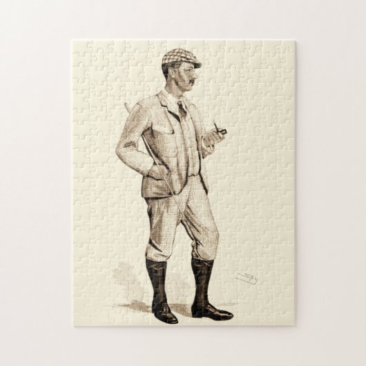 ヴィンテージパイプとブーツを備えたゴルファー ジグソーパズル (縦)