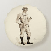 ヴィンテージパイプとブーツを備えたゴルファー ラウンドクッション (裏面)