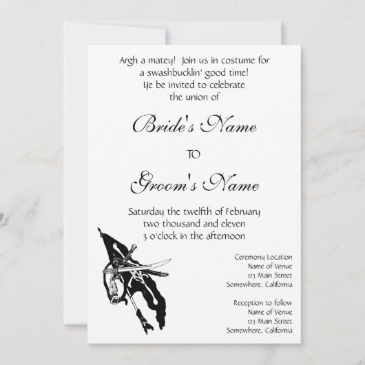 ヴィンテージパイレーツオンシップ結婚式パーティー招待状 招待状 (裏面)