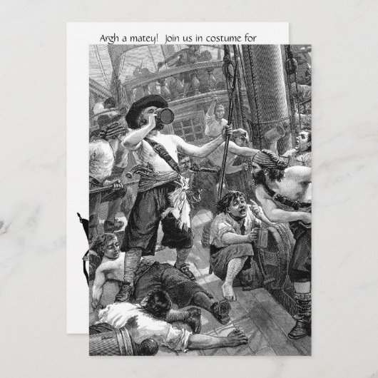 ヴィンテージパイレーツオンシップ結婚式パーティー招待状 招待状 (正面/裏面)