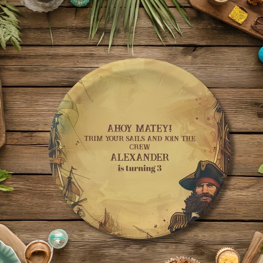 ヴィンテージパイレーツバースデーパーティーアホイマテイオールドマップ ペーパープレート
