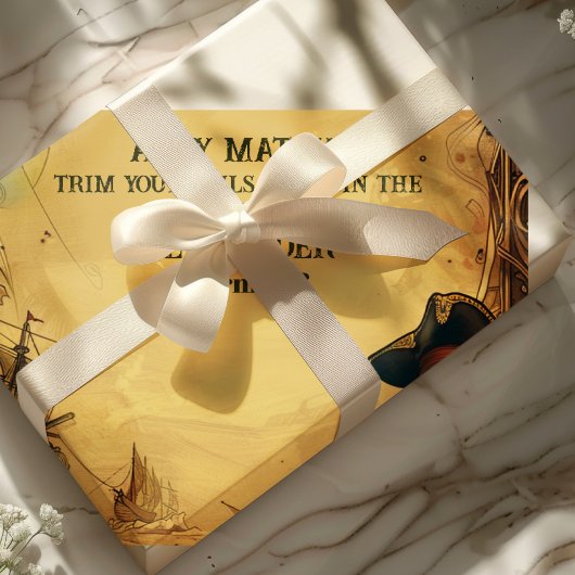 ヴィンテージパイレーツバースデーパーティーアホイマテイオールドマップ ラッピングペーパー