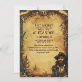 ヴィンテージパイレーツバースデーパーティーアホイマテイオールドマップ 招待状 (正面)