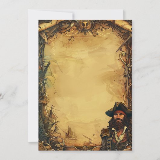 ヴィンテージパイレーツバースデーパーティーアホイマテイオールドマップ 招待状 (裏面)